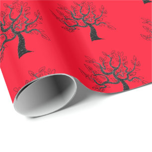 Red Wrapping Paper with Trees - Choose Colour
