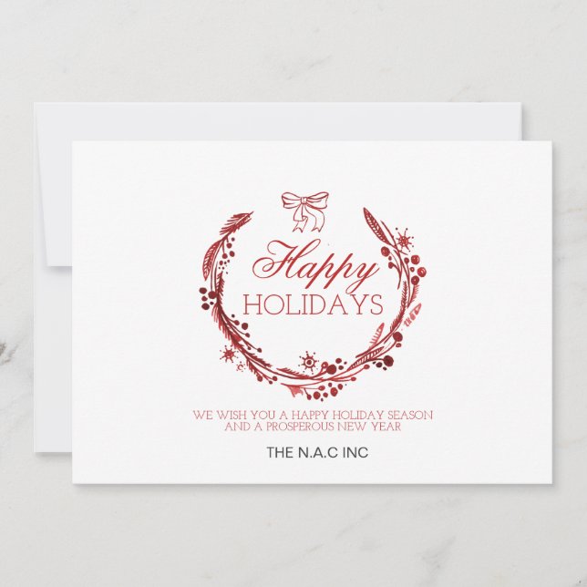 red wreath flourish Business holidays card (Front)
