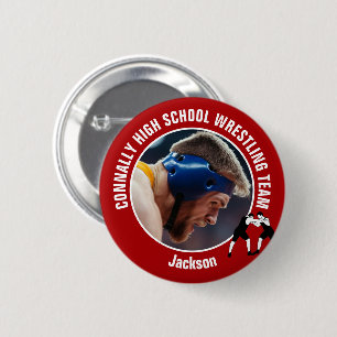Red Wrestling Team Photo High School Wrestler 6 Cm Round Badge