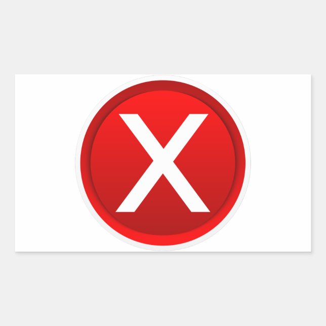 Red X - No / Incorrect Symbol Rectangular Sticker (Front)