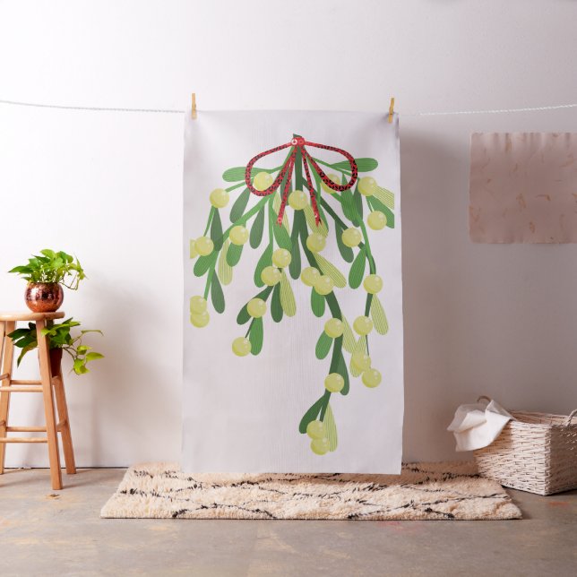 red xmas mistletoe fabric (In Situ)