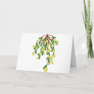 red xmas mistletoe holiday card