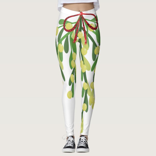 red xmas mistletoe leggings (Front)
