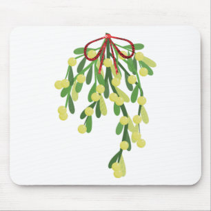 red xmas mistletoe mouse mat