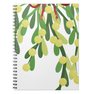 red xmas mistletoe notebook