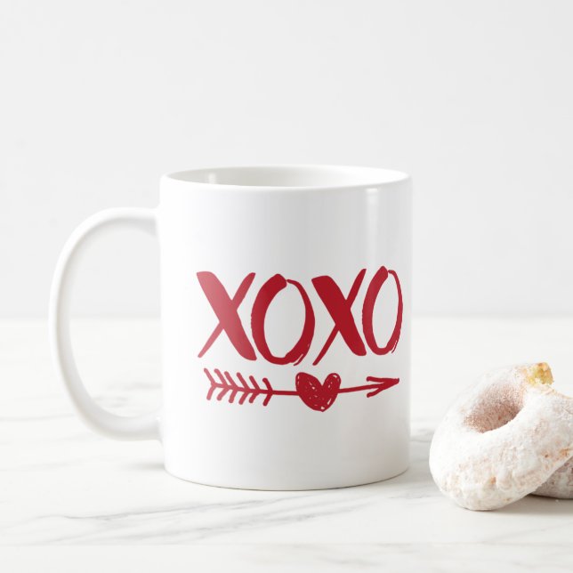 Red XOXO Heart Arrow Coffee Mug (With Donut)