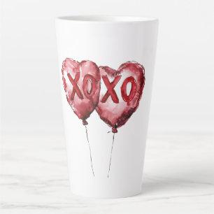 Red XOXO Heart Balloons Latte Mug