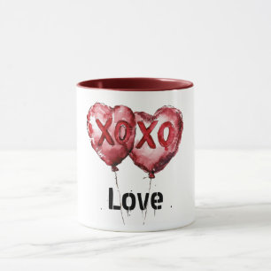 Red XOXO Heart Balloons Mug