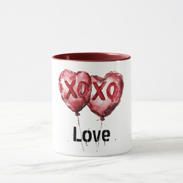 Red XOXO Heart Balloons Mug (Center)