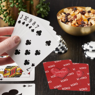 Red XOXO Heart Playing Cards