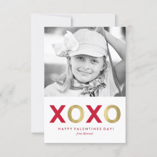 Red XOXO Kids Classroom Photo Valentines Invitation