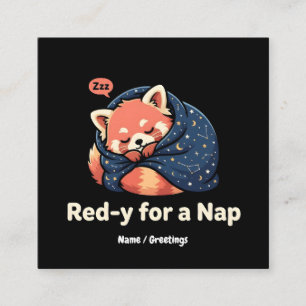 Red-y For A Nap Cute Sleepy Red Panda Kawaii Square Business Card