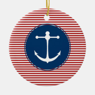 Red Yacht Club Pattern Ceramic Tree Decoration