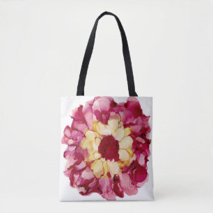 Red & Yellow Abstract Flower Tote Bag