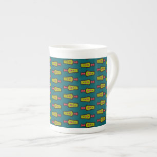 Red, Yellow Abstract on Teal Bone China Coffee Mug
