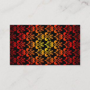 Red, yellow and black damask business card