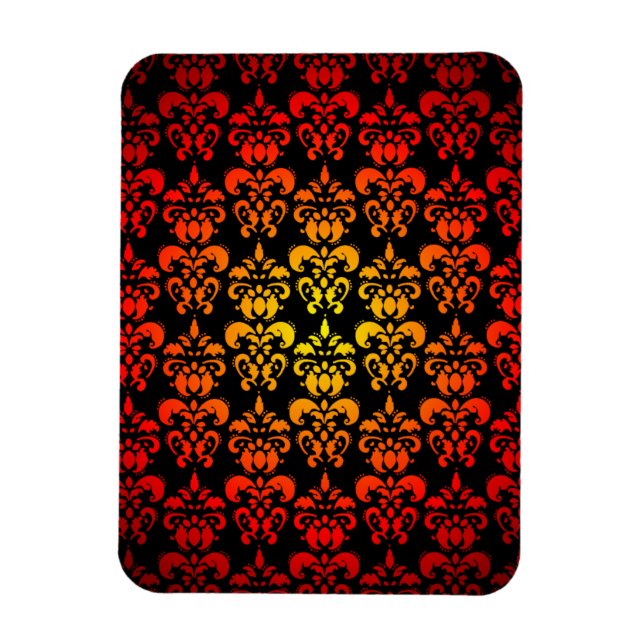 Red, yellow and black damask magnet (Vertical)