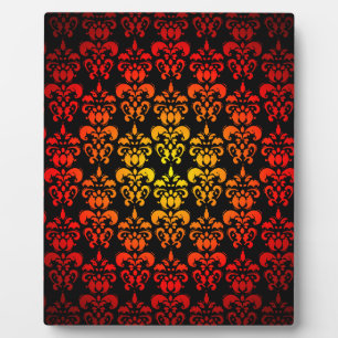 Red, yellow and black damask plaque
