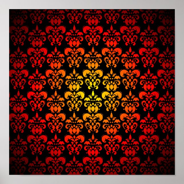 Red, yellow and black damask poster (Front)