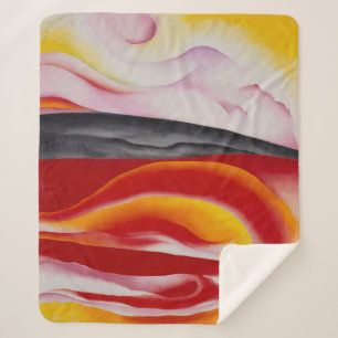 Red, Yellow and Black Streak Georgia O'Keeffe Sherpa Blanket