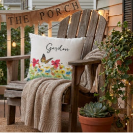 Red Yellow and Blue Floral with Butterfly Cushion