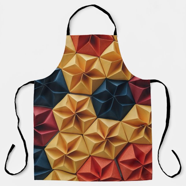 Red, yellow, and blue flower origami apron (Front)