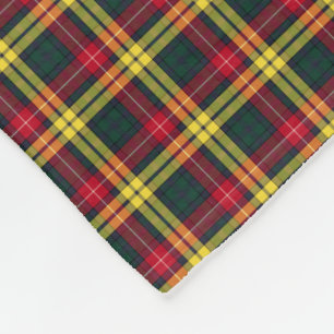 Red, Yellow and Green Buchanan Clan Tartan Fleece Blanket