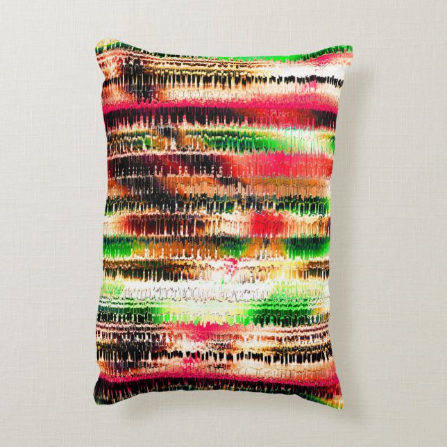 Red yellow and green coloured striped sliced paper decorative cushion (Back(Vertical))