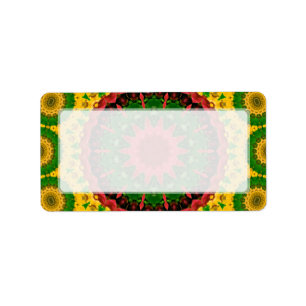 Red, Yellow and Green Kaleidoscope Mandala Label