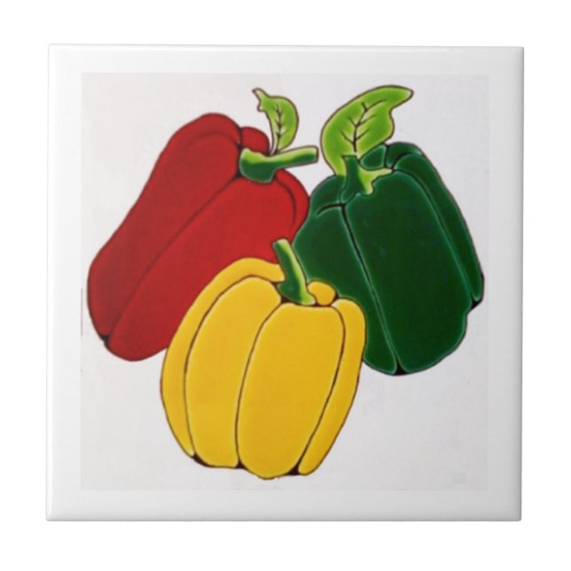 Red, Yellow and Green Peppers Tile (Front)