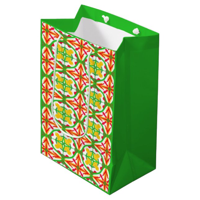 Red, Yellow and Lime Green Medium Gift Bag (Front Angled)