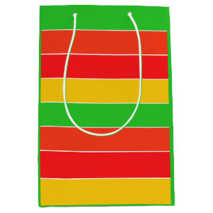 Red, Yellow and Lime Green Stripes Medium Gift Bag
