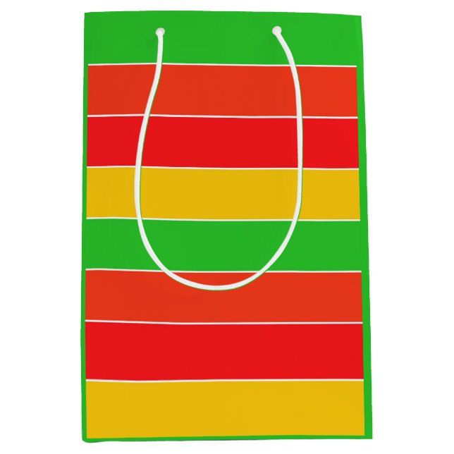 Red, Yellow and Lime Green Stripes Medium Gift Bag (Front)