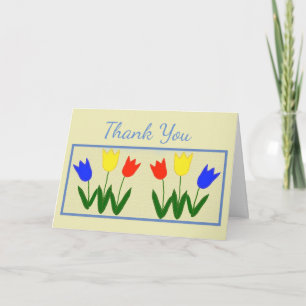 Red, Yellow and Orange Tulip, Folk Art Style, Thank You Card