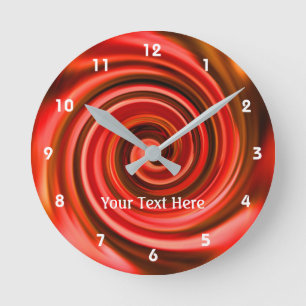 Red Yellow And Orange Whirlpool Abstract Round Clock