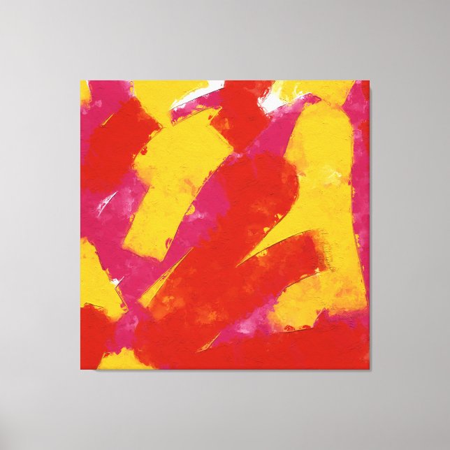 Red, Yellow and Pink Abstract  Canvas Print (Front)