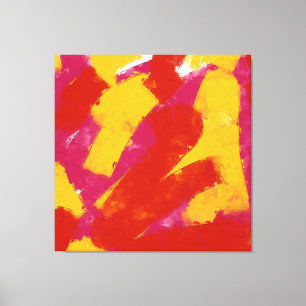 Red, Yellow and Pink Abstract  Canvas Print
