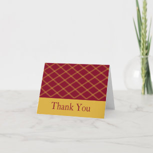Red & Yellow Art Deco Line Art Diamonds Thank You Card
