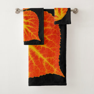 Red & Yellow Aspen Leaf #10 Bath Towel Set