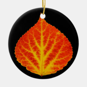 Red & Yellow Aspen Leaf #10 Ceramic Tree Decoration