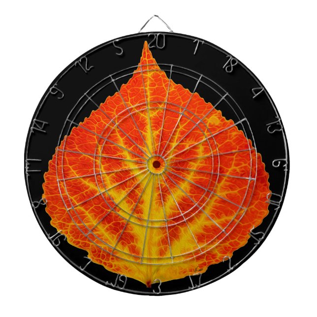 Red & Yellow Aspen Leaf #10 Dartboard (Front)