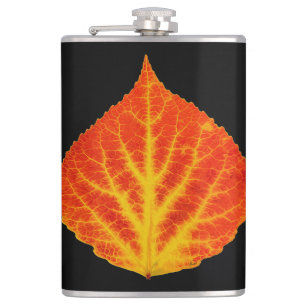 Red & Yellow Aspen Leaf #10 Hip Flask