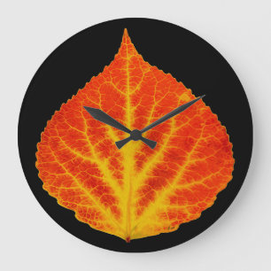 Red & Yellow Aspen Leaf #10 Large Clock
