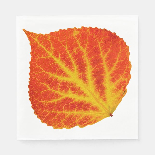 Red & Yellow Aspen Leaf #10 Napkin (Front)