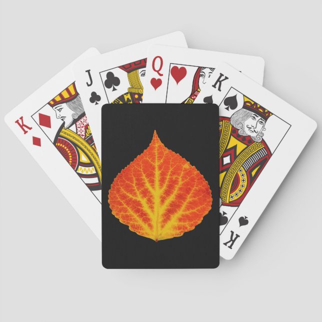 Red & Yellow Aspen Leaf #10 Playing Cards (Back)