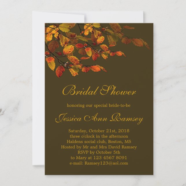 Red, yellow autumn leaves Bridal Shower Invitation (Front)