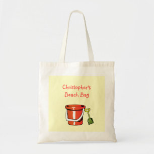 Red Yellow Beach Bucket Pail Custom Child's Name Tote Bag
