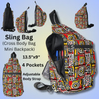 Red Yellow Black Abstract African Tribal Geometric