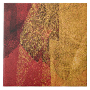 Red yellow black abstract paint brush art tile