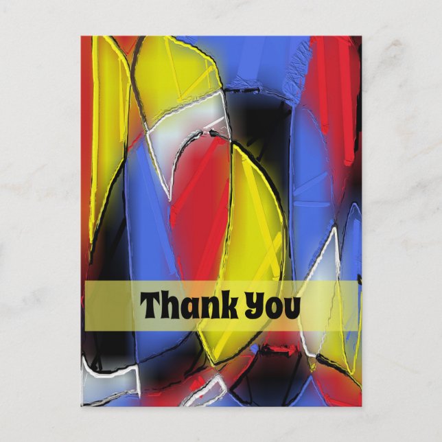Red, Yellow, Black and Blue Abstract postcard (Front)